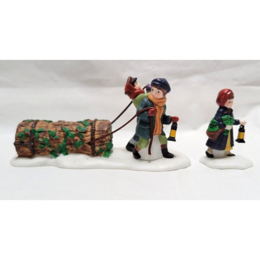 Dept 56 Dickens' Village BRINGING HOME THE YULE LOG 2 of Set of 3 #55581